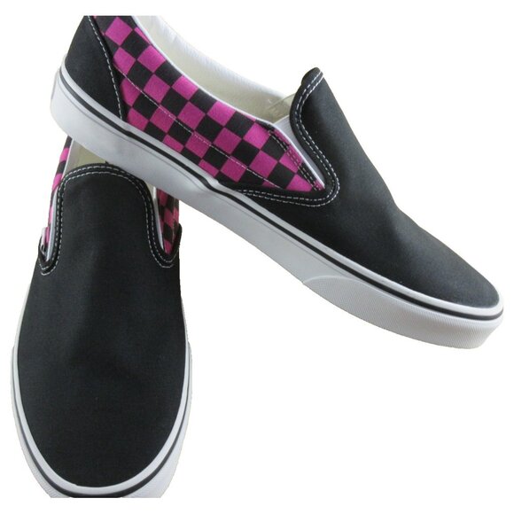 Vans Men's Classic Slip On Pop Checker Raspberry Rose Canvas Shoes Sizes NIB - Picture 4 of 7